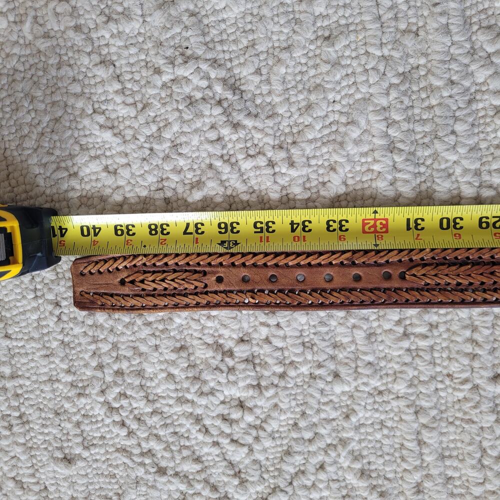 Vintage Braided Leather Belt Sz 34 - Picture 6 of 7